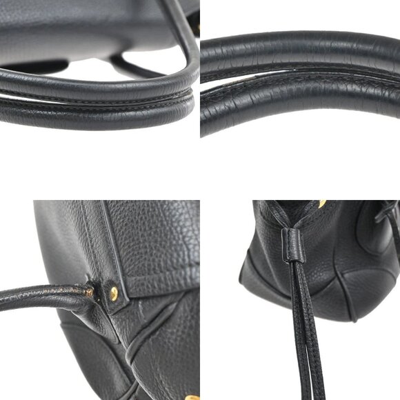 PRADA Logo Tessuto Shoulder Hand Bag Leather Black GHW 76EF401 - Picture 8 of 16